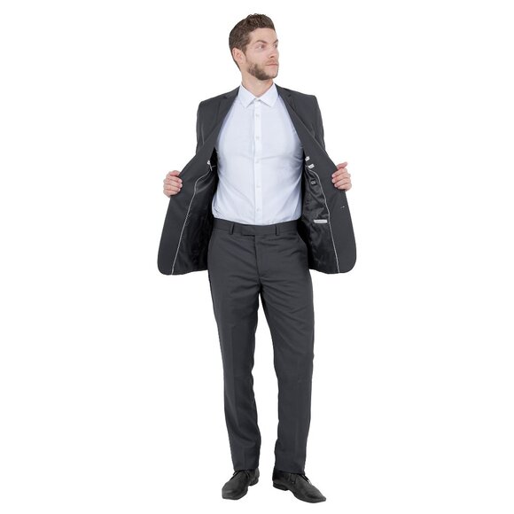 Azzuro's Premium Polyester Slim Fit 2pc Mens Suit, Chaorcoal - Picture 3 of 5